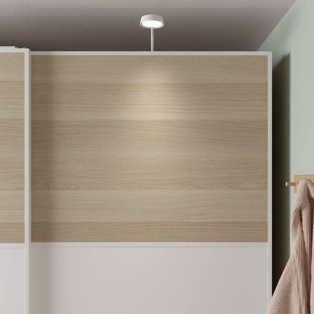 MEHAMN pair of sliding doors, double sided/white stained oak