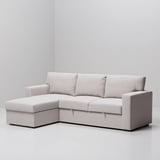 BÅRSLÖV 3-seat sofa-bed with chaise longue, Tibbleby light grey-turquoise
