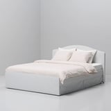 RAMNEFJÄLL Struttura letto imbottita, Klovsta grigio/bianco, 160x200 cm