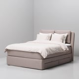 LILLFJÄLLET Boxspringbett mit Bettkasten, Vågstranda fest/mittelfest/Tussöy Tibbleby beige, 160x200 cm