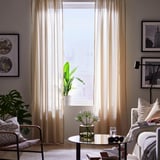 ROSENROBINIA Sheer curtains, 1 pair, beige/with heading tape, 145x250 cm