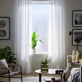 ROSENROBINIA Sheer curtains, 1 pair, white/with heading tape, 145x250 cm