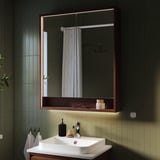 FAXÄLVEN Mirror cabinet w built-in lighting, brown oak effect, 60x15x95 cm
