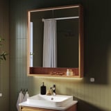 FAXÄLVEN Mirror cabinet w built-in lighting, oak effect, 60x15x95 cm