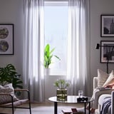 ROSENROBINIA Sheer curtains, 1 pair, light grey/with heading tape, 145x300 cm