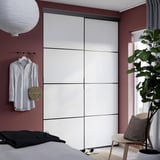 SKYTTA / AURDAL Reach-in wardrobe with sliding door, black dark gray/Mehamn white, 59 7/8x25 5/8x94 3/8 "