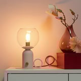 ÅSKMULLER Table lamp, dimmable light pink/red, 24 cm