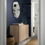 BESTÅ Storage combination with doors, white Kallviken/light grey concrete effect, 120x42x74 cm