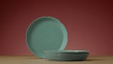 FÖSSTA Deep plate, turquoise/petals, 22 cm