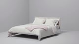 KLEPPSTAD Bed frame, white/Vissle beige, 140x200 cm