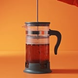 UPPHETTA Kaffe-/tepress, glas/rostfritt stål mörk grå-turkos, 1 l