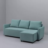 BRISSUND 3-seat sofa-bed with chaise longue, Hakebo light turquoise
