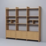 LÅDMAKARE Storage combination w sliding doors, with shelf/oak effect, 81x35x212 cm
