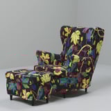STRANDMON Housse pour repose-pieds, Stigsbo multicolore/noir