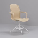 STIGBYGEL Swivel chair with armrests, beige/white