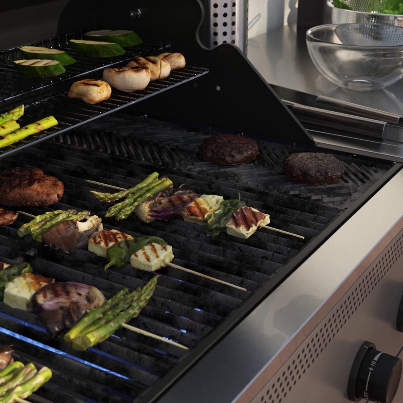 BÅTSKÄR gas grill with side burner, outdoor/dark gray, 471/4x235/8