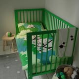 GRÖNFINK 3-piece bedlinen set for cot, green/turquoise, 60x120 cm