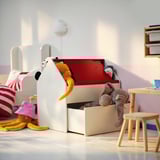 VITBJÖRN Storage unit with drawer, white/red, 80x55x78 cm