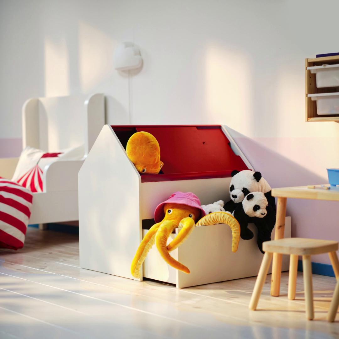 VITBJÖRN ヴィトビョーン 収納ユニット 引き出し付き, ホワイト/レッド