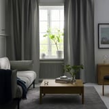 VILBORG Room darkening curtains, 1 pair, grey/with heading tape, 145x250 cm