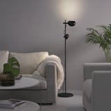 FOLKBÅT Floor lamp with 2-spot, black