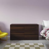 STORKLINTA Commode à 6 tiroirs, brun foncé/eff chêne fonction ouverture/fixation, 55 1/8x18 7/8x29 1/2 "