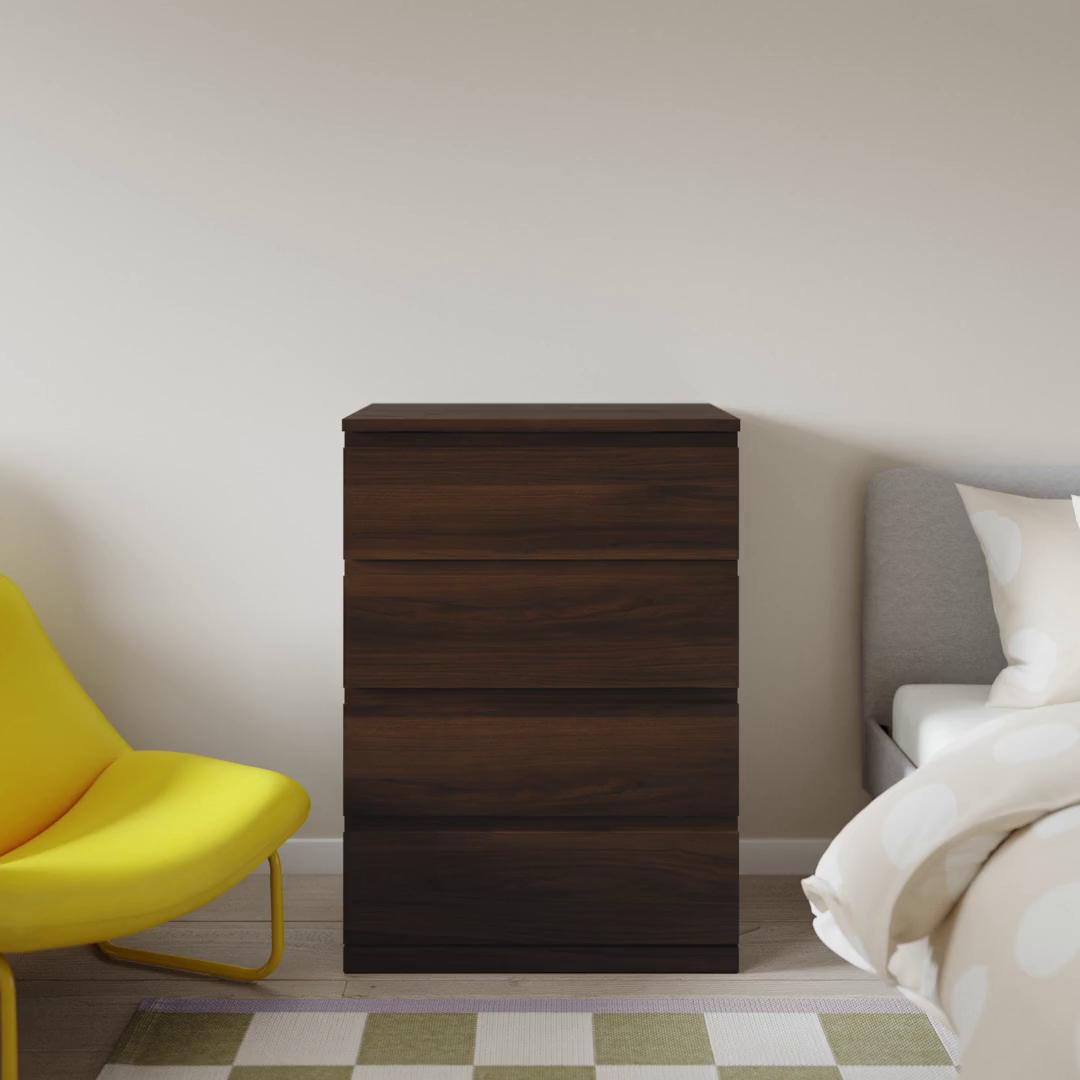 ikea four drawer dresser STORKLINTA 4-drawer dresser, dark-brown/oak effect anchor/unlock function, 271/2x187/8x385/8