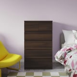 STORKLINTA Commode à 6 tiroirs, brun foncé/eff chêne fonction ouverture/fixation, 27 1/2x18 7/8x47 1/4 "