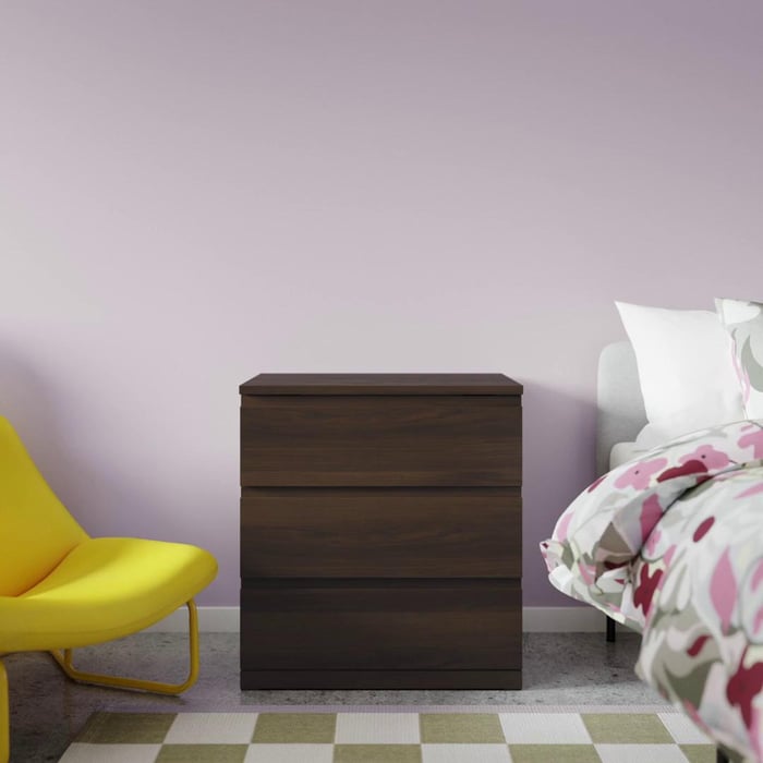 STORKLINTA 3-drawer dresser, dark-brown/oak effect anchor/unlock function,  271/2x187/8x291/2" - IKEA