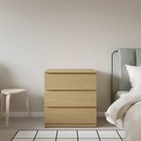 STORKLINTA Commode à 3 tiroirs, eff chêne/fonction ouverture/fixation, 27 1/2x18 7/8x29 1/2 "