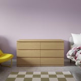 STORKLINTA Commode à 6 tiroirs, eff chêne/fonction ouverture/fixation, 55 1/8x18 7/8x29 1/2 "