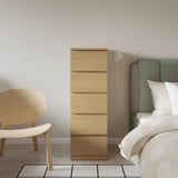 STORKLINTA Commode à 5 tiroirs, eff chêne/fonction ouverture/fixation, 15 3/4x18 7/8x47 1/4 "