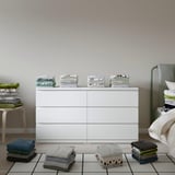 STORKLINTA 6-drawer dresser, white/anchor/unlock-function, 55 1/8x18 7/8x29 1/2 "