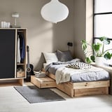 GLAMBERGET Extendable bed with storage, pine, 80-160x200 cm