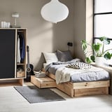 GLAMBERGET Bed frame with storage and mattress, pine/Vesteröy firm, Standard Single