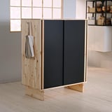 GLAMBERGET Ormar s 3 kliznim vratima, bor/crna, 117x63x150 cm