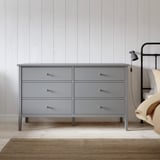 GULLABERG Commode à 6 tiroirs, gris/fonction ouverture/fixation, 66 1/8x18 7/8x39 3/8 "