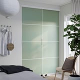 SKYTTA / AURDAL Reach-in wardrobe with sliding door, white white/Mehamn light green, 59 7/8x25 5/8x94 3/8 "