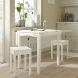 HAUGA / HAUGA Table et 2 tabourets, blanc/blanc, 55/82/109x74 cm