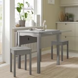 HAUGA / HAUGA Table and 2 stools, grey/grey, 55x82x109/74 cm