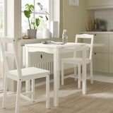 HAUGA Drop-leaf table, white/birch veneer, 55/82/109x74 cm