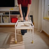 BRÄNNBOLL Side table on castors, light ash effect/white, 69x39 cm