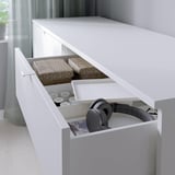 VIHALS Chest of 6 drawers, white/anchor/unlock-function, 140x47x75 cm