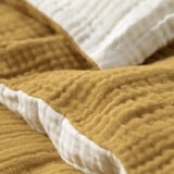 GULDVÄVARE 3-piece bedlinen set for cot, dark yellow/beige, 60x120 cm