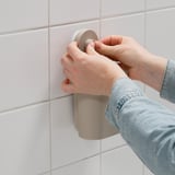 ÖBONÄS Container with suction cup, grey-beige