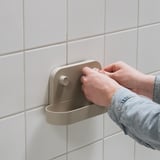 ÖBONÄS Wall shelf with suction cup, grey-beige, 28 cm