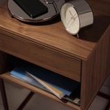 VIKHAMMER Bedside table, walnut veneer, 40x39 cm