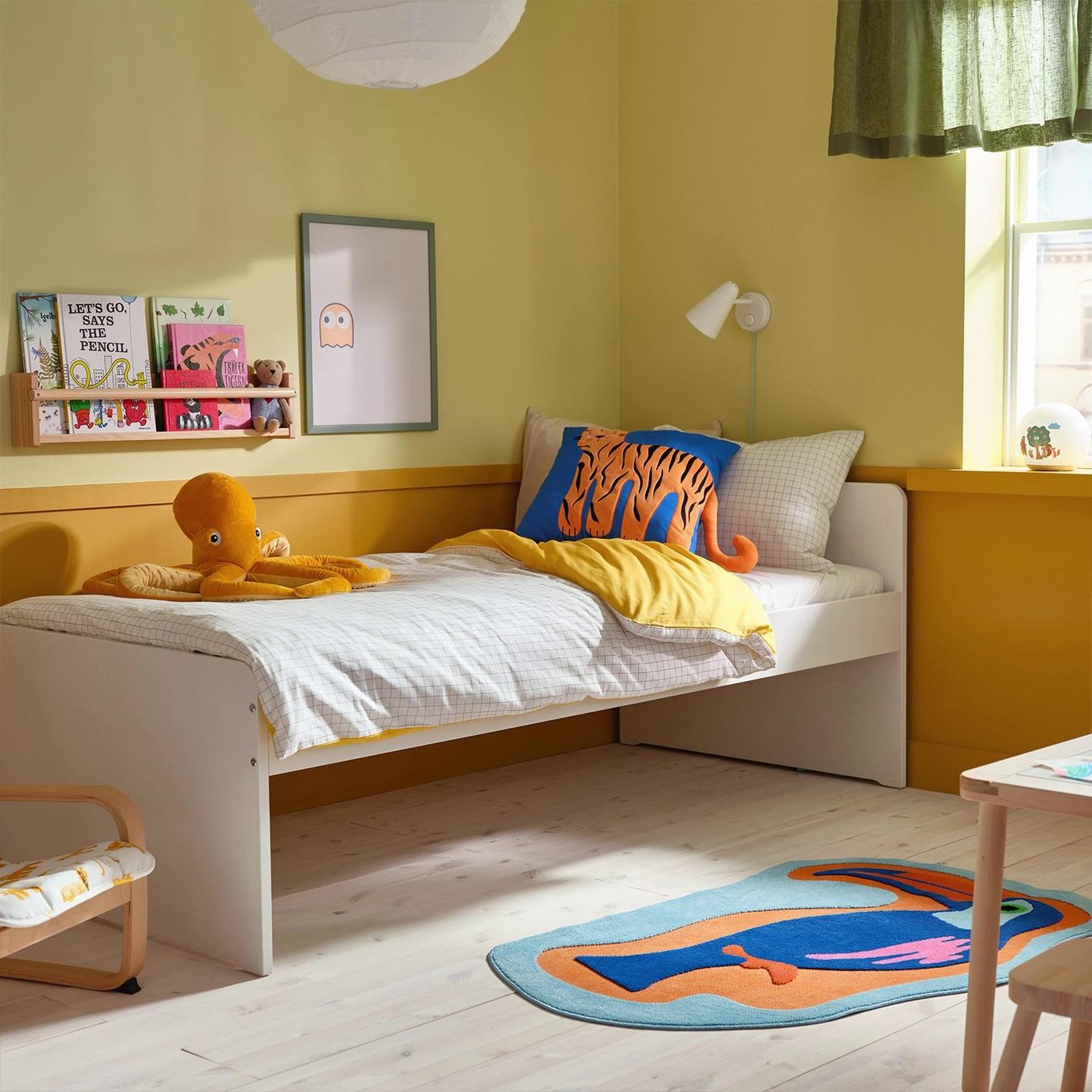 SLÄKT スレクト ベッドフレーム, ベッドアクセサリー付き/グレー