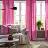GINSTMOTT Curtains, 1 pair, pink/with heading tape, 145x300 cm