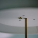 STOCKHOLM 2025 Floor lamp, white textile/brass-plated, 159 cm
